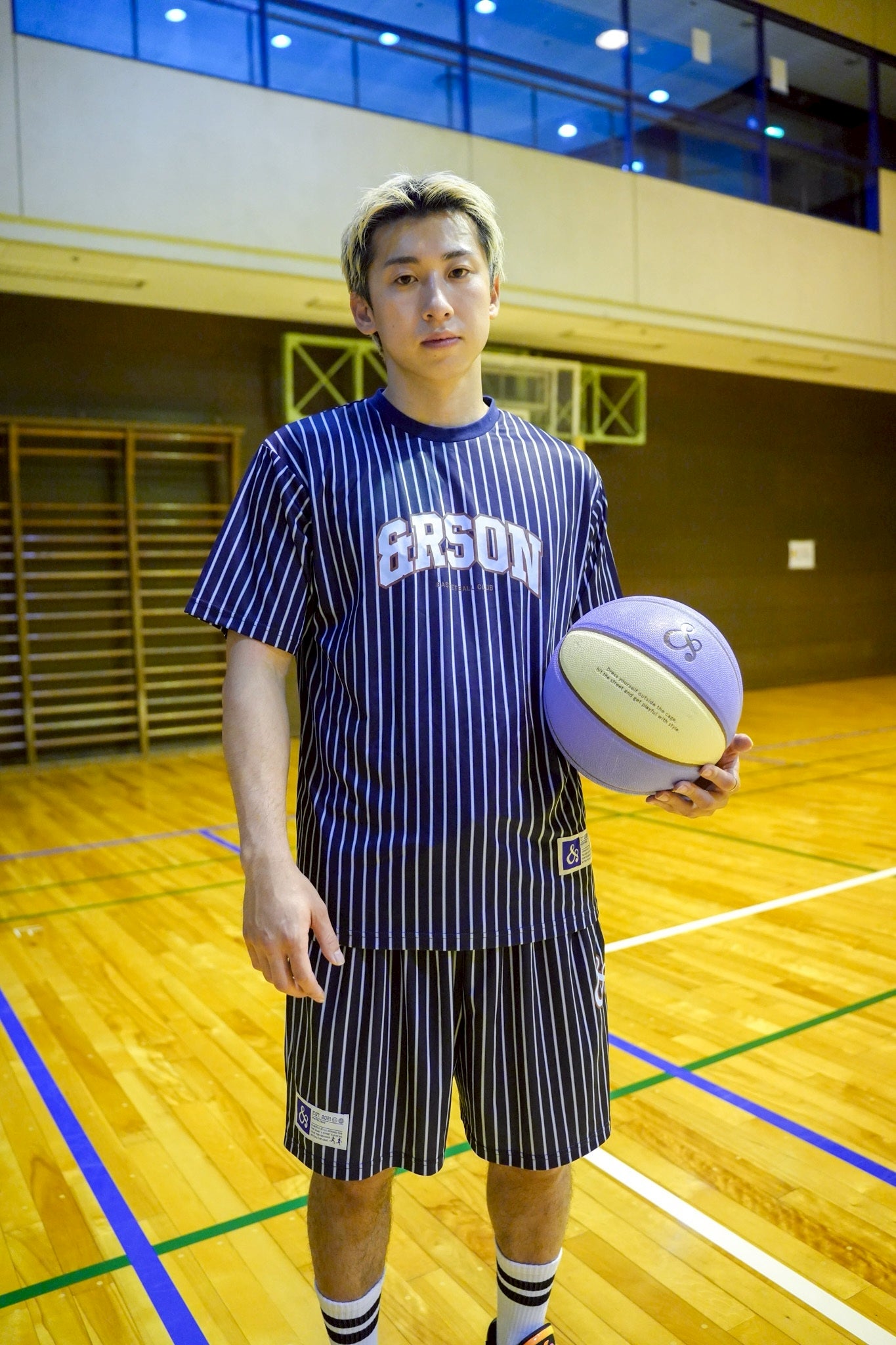 【NEW】STANDARD LOGO SHORTS / BLUE STRIPE