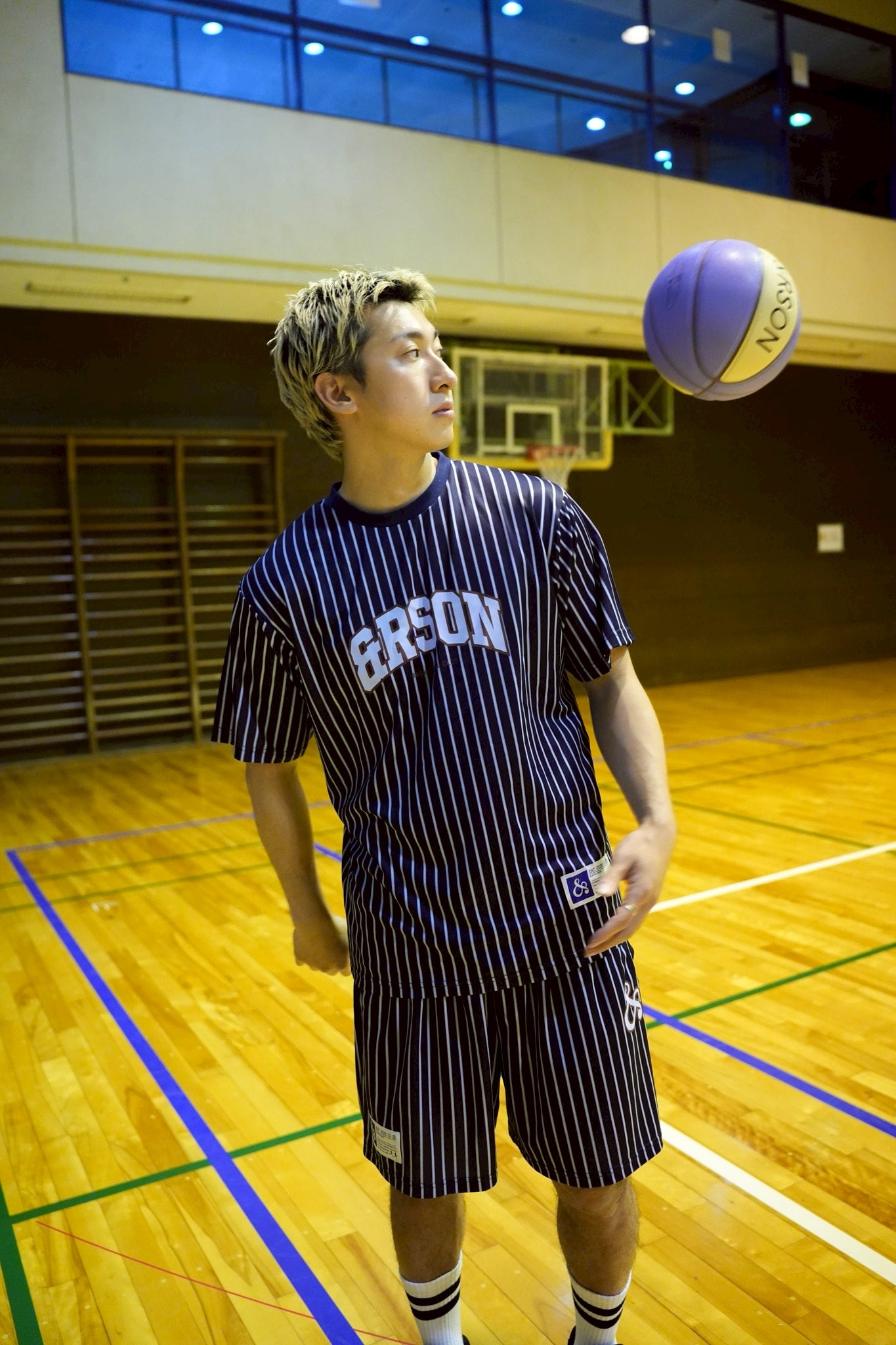 【NEW】STANDARD LOGO SHORTS / BLUE STRIPE