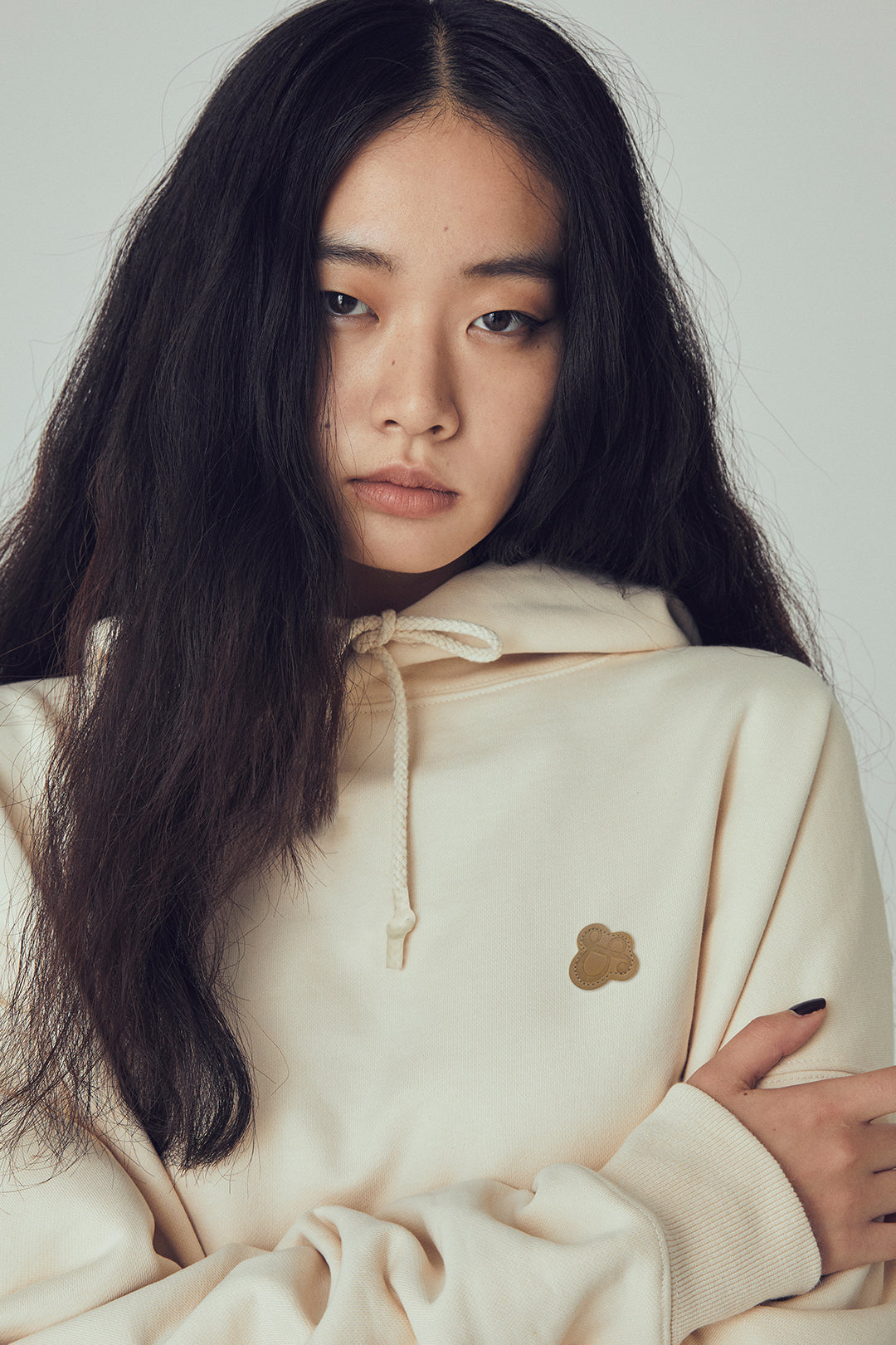 &RSON LEATHER WAPPEN HOODIE (BEIGE)