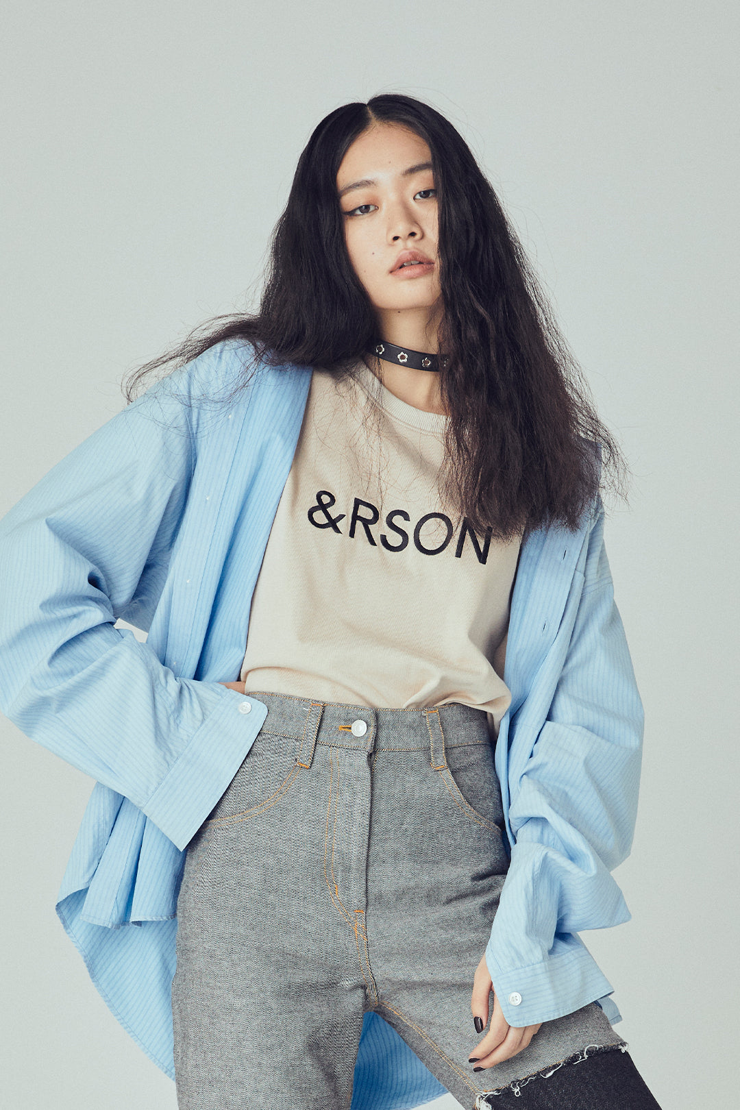 &RSON BIG LOGO T-SHIRTS (BEIGE×BLACK)