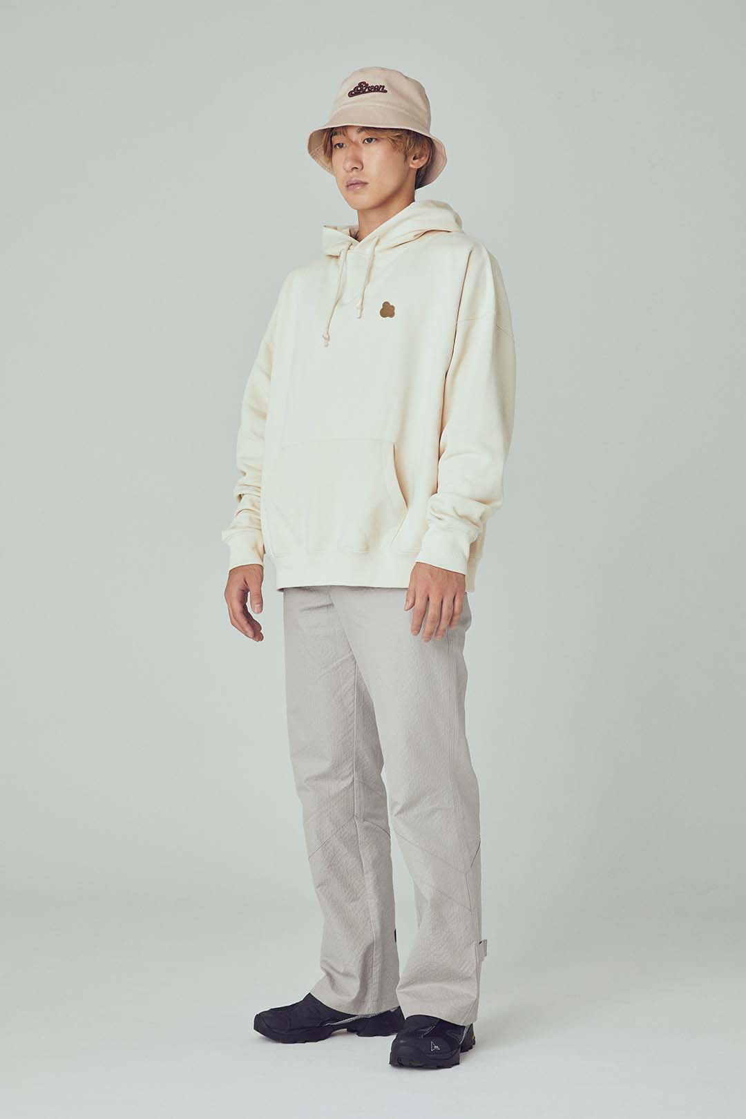 &RSON LEATHER WAPPEN HOODIE (BEIGE)