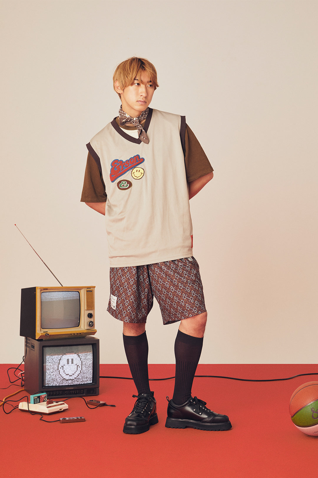 PIXEL MONOGRAM BASKET SHORTS
