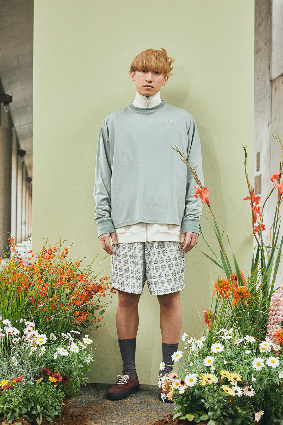 &RSON BLOSSOM SHORTS (BEIGE×BLUE)